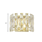 Traditional Led Wall Sconce With Clear Crystal Half Cylinder And 2 Heads 7.5/10 Width