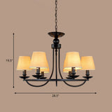Traditional Living Room Ceiling Chandelier With Bucket Shade Fabric - Elegant Lighting Fixture 6 /