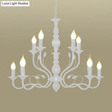 Traditional Metal 2-Tier Candle Chandelier - 10/12/16 Heads White Pendant Lamp For Living Room