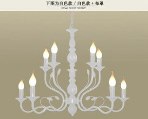Traditional Metal 2-Tier Candle Chandelier - 10/12/16 Heads White Pendant Lamp For Living Room