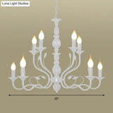 Traditional Metal 2-Tier Candle Chandelier - 10/12/16 Heads White Pendant Lamp For Living Room