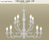 Traditional Metal 2-Tier Candle Chandelier - 10/12/16 Heads White Pendant Lamp For Living Room