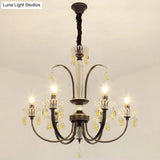 Traditional Metal Black Candle Ceiling Light - 6/8/10 Lights Living Room Fixture