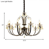 Traditional Metal Black Candle Ceiling Light - 6/8/10 Lights Living Room Fixture