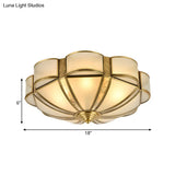 Traditional Metal Brass Flush Mount Chandelier With 3/4/6 Scalloped Heads For Living Room Ceiling -