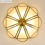 Traditional Metal Brass Flush Mount Chandelier With 3/4/6 Scalloped Heads For Living Room Ceiling -