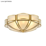 Traditional Metal Brass Flush Mount Chandelier With 3/4/6 Scalloped Heads For Living Room Ceiling -