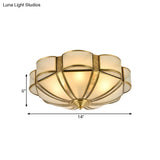 Traditional Metal Brass Flush Mount Chandelier With 3/4/6 Scalloped Heads For Living Room Ceiling -