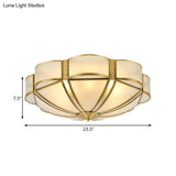 Traditional Metal Brass Flush Mount Chandelier With 3/4/6 Scalloped Heads For Living Room Ceiling -