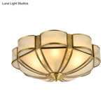 Traditional Metal Brass Flush Mount Chandelier With 3/4/6 Scalloped Heads For Living Room Ceiling -