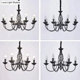 Traditional Metal Chandelier Lamp With Swooping Arms - 3/4/5 Lights Black/White Perfect For Living