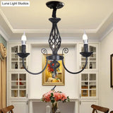 Traditional Metal Chandelier Lamp With Swooping Arms - 3/4/5 Lights Black/White Perfect For Living
