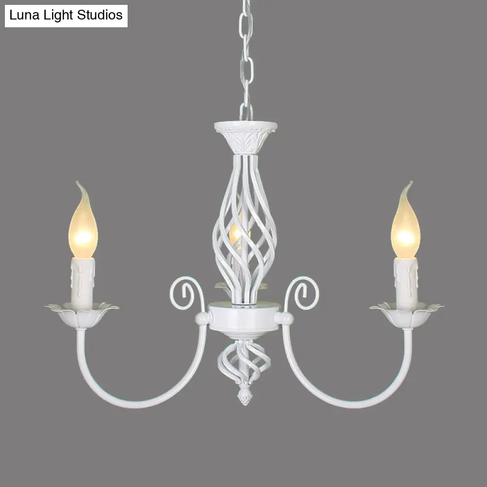 Traditional Metal Chandelier Lamp With Swooping Arms - 3/4/5 Lights Black/White Perfect For Living