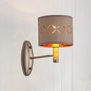 Traditional Metal Cylindrical Wall Lamp With Fabric Shade - Bedroom Light Fixture Single Bulb Coffee