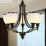 Traditional Opal Glass Black Chandelier Light For Living Room Ceiling