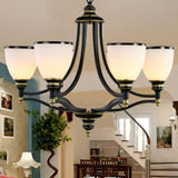 Traditional Opal Glass Black Chandelier Light For Living Room Ceiling 6 /