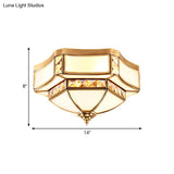 Traditional Opal Glass Bowl Ceiling Flush Mount With Gold Finish - Ideal For Bedroom Lighting