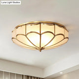 Traditional Opal Glass Dome Flush Mount Chandelier - 14’/18’ Wide 3/4 Bulbs Brass Ceiling