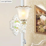 Traditional Opal Glass Flower Wall Sconce Light - White 1/2 Lights Living Room Fixture