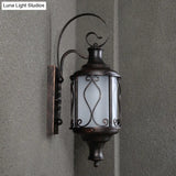 Traditional Opal Glass Lantern Wall Mounted Patio Light - 1-Light Lighting In Black/Rust