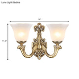 Traditional Opal Glass Trumpet Sconce Lamp With Brass Curved Arm - Wall Lighting Fixture