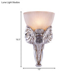 Traditional Prism Glass Silver Elephant Sconce Light - Wall Mounted Hallway 1-Light Fixture