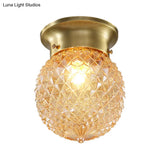 Traditional Prismatic Glass Globe Ceiling Mount Chandelier - Brass Finish 6’/7’ Wide 1 Bulb