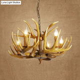 Traditional Resin Pendant Chandelier Antler Restaurant Light Kit (3/4/5 Bulbs Brown)