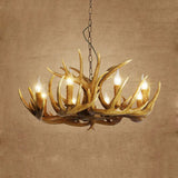 Traditional Resin Pendant Chandelier Antler Restaurant Light Kit (3/4/5 Bulbs Brown) 8 / Brown