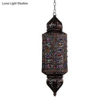 Traditional Rust Cylinder Pendant Light With Single Metal Head Suspension For Living Rooms