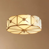 Traditional Scalloped Glass Ceiling Lamp In White & Brass For Bedroom Flush Mount Lighting 6 /