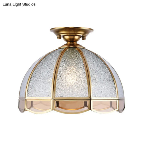 Traditional Seedy Glass Foyer Ceiling Light With Scalloped Edge