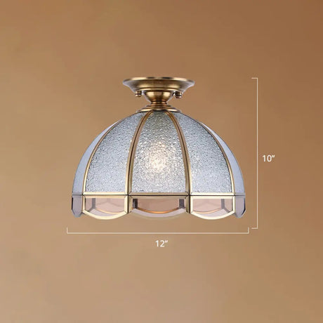 Traditional Seedy Glass Foyer Ceiling Light With Scalloped Edge Bronze / 12’