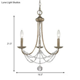 Traditional Silver Candelabra Pendant Lamp With Crystal Strand Deco - Metallic Hanging Chandelier