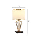 Traditional Single Brass Table Light With Drum Shade For Living Room Nightstand / 12