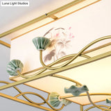 Traditional Square Fabric Flush Mount Lighting - 19.5’/23.5’ Wide 5 Lights Bedroom Ceiling