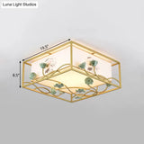 Traditional Square Fabric Flush Mount Lighting - 19.5’/23.5’ Wide 5 Lights Bedroom Ceiling