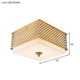 Traditional Square Metal Flushmount Lighting In Brass For Bedroom - 5 Lights 16’/19.5’ Wide