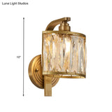 Traditional Square Wall Mount Crystal Sconce In Gold - 1 Light Lamp