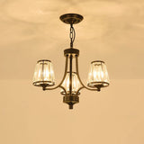 Traditional Style Crystal Prism Hanging Chandelier - Conical Pendant Lighting Fixture 3 / Black