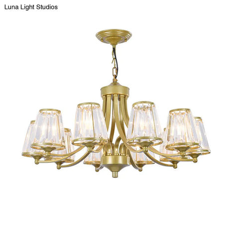 Traditional Style Crystal Prism Hanging Chandelier - Conical Pendant Lighting Fixture