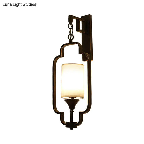 Traditional Style Cylinder Metal Wall Sconce In Black/Gold - Bedroom Lighting