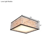Traditional Style Fabric Square Flush Light - 4/5 Lights Ceiling Mount In White Various Sizes