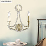 Traditional-Style Gold Candelabra Sconce For Living Room - 2 Light Wall Lamp