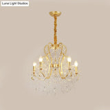 Traditional-Style Gold Crystal Chandelier - 4/6/8 Lights Living Room Hanging Light Fixture