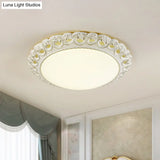 Traditional Style White - Gold Flushmount Led Bedroom Ceiling Light With Opal Glass Fixture