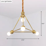 Traditional Triangle Metal Hanging Chandelier In Gold - 4-Light Ceiling Light For Dining Room
