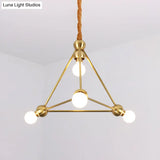 Traditional Triangle Metal Hanging Chandelier In Gold - 4-Light Ceiling Light For Dining Room