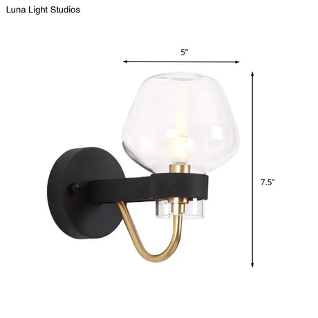 Traditional Urn Sconce Light - Clear/Amber/Smoke Gray Glass Wall Fixture For Living Room