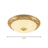 Traditional Veined Glass Gold Bowl-Shaped Led Flushmount Ceiling Light - 12.5/15/19 Wide For Bedroom